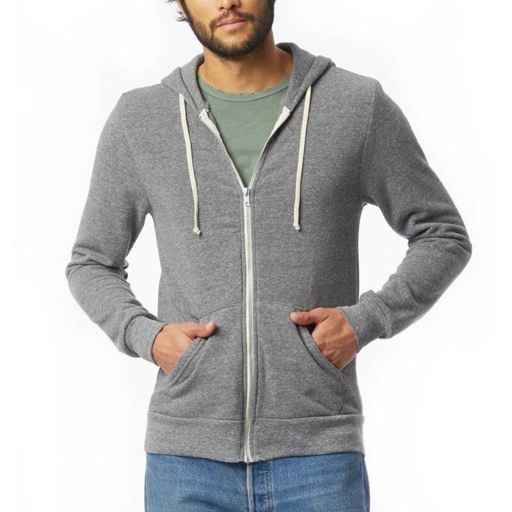 Mens Alternative Rocky Eco-Fleece Full-Zip Hooded Sweatshirt Gray - Medium